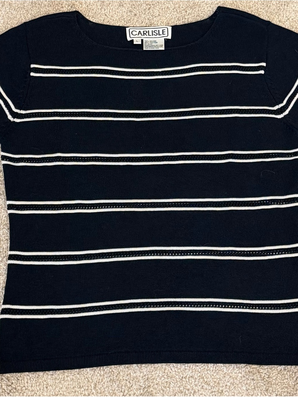 Carlisle Navy and White Striped Knit Top
